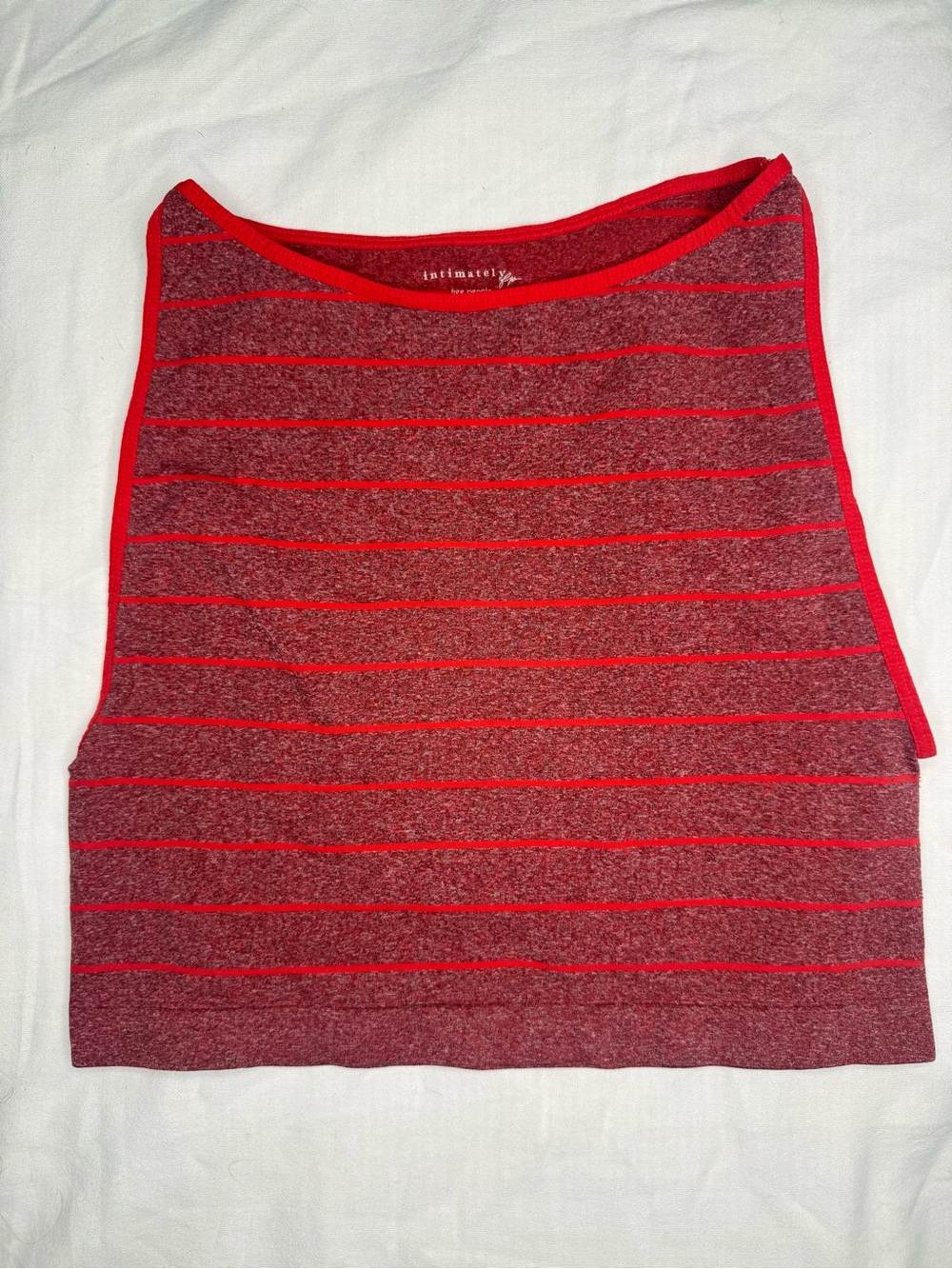 Free People Red Heathered and Bright Red Striped V-Neck Sweater